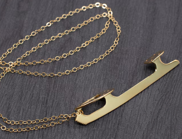 10640cbdd992d20dfff74d8c2e584b96 Ice skate blade & chain 18K Gold Plated